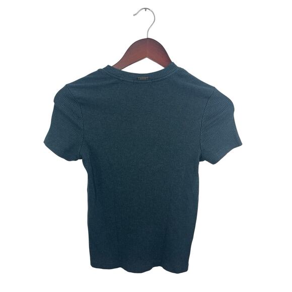 Prana Women’s Foundation Rib Tee Dark Teal XS Green Baby T-shirt Fitted Stretch - Picture 2 of 8